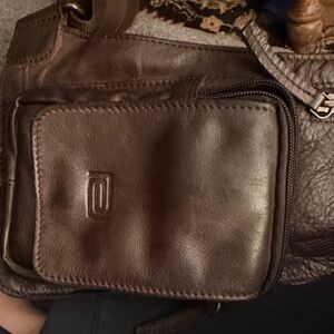 Elegant Brown Leather Belt Bag shoulderbag Sling-bag.